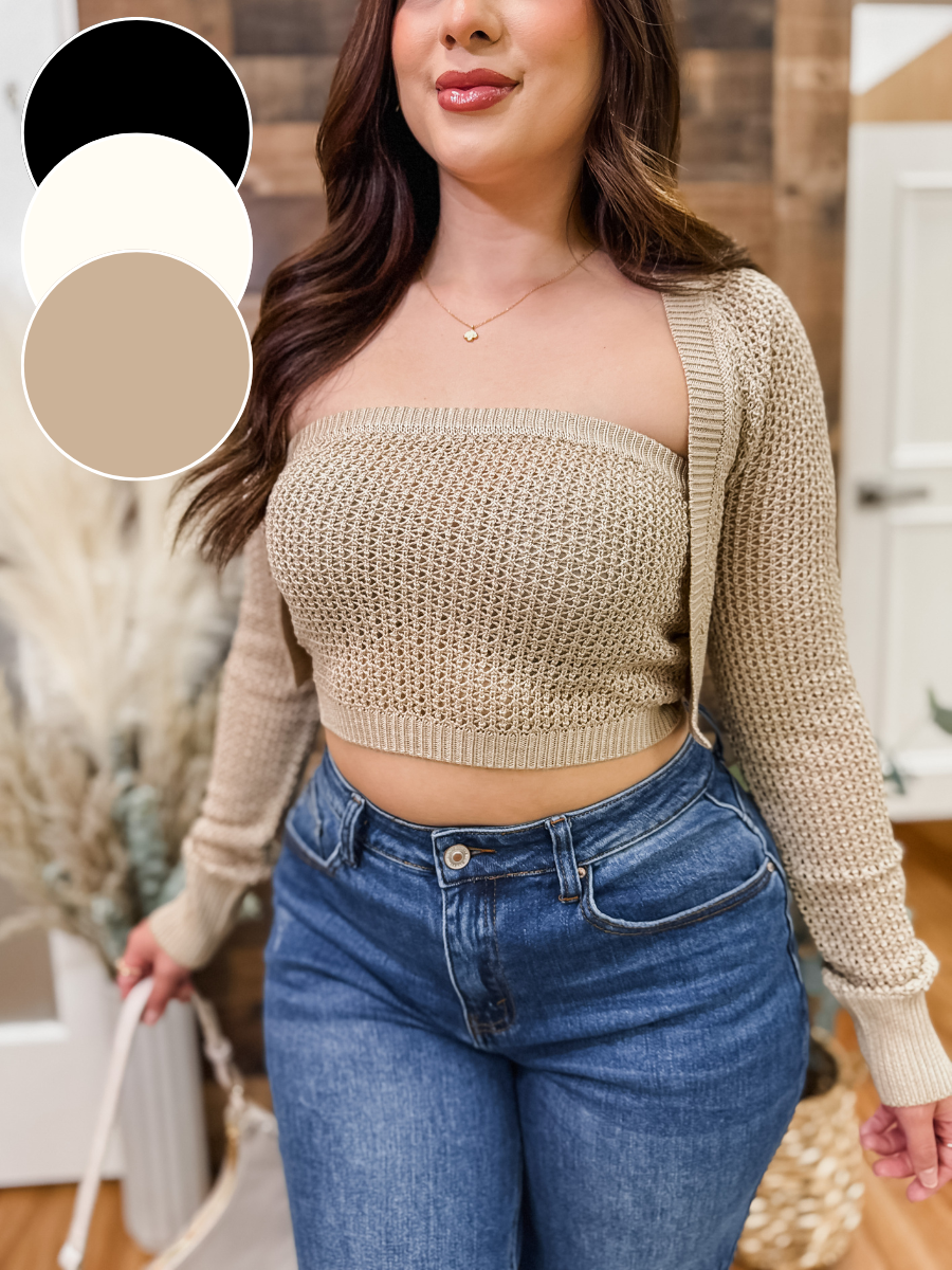 Ria Knit Tube Top Cardigan Set