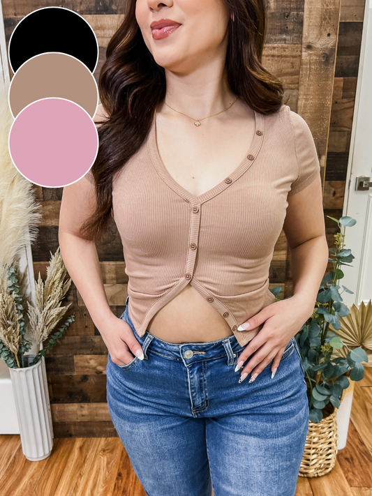 RESTOCK! Carla Button Front Top