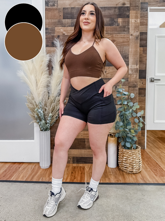 RESTOCK! Elle Crossover Waistband Stretch Shorts