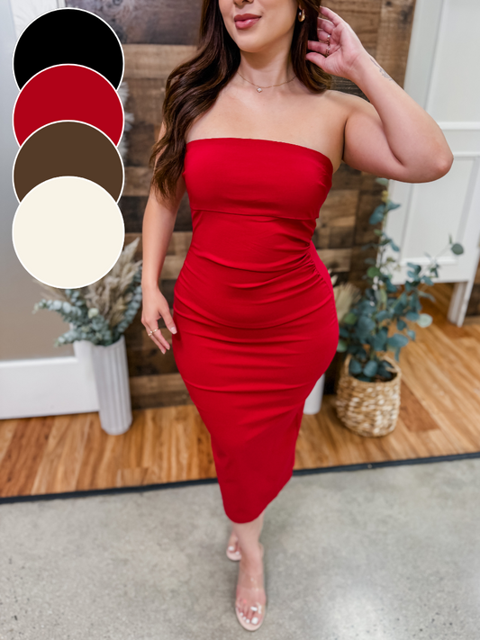 Devan Midi Stretch Ruched Dress