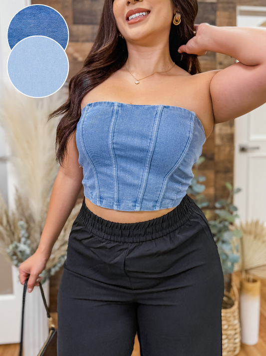 Jazmin Denim Strapless Top