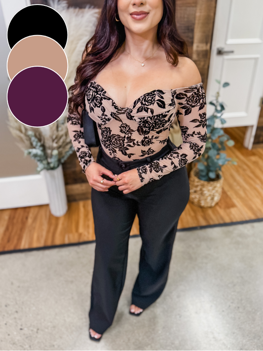 Rosa Burnout Off the Shoulder Bodysuit