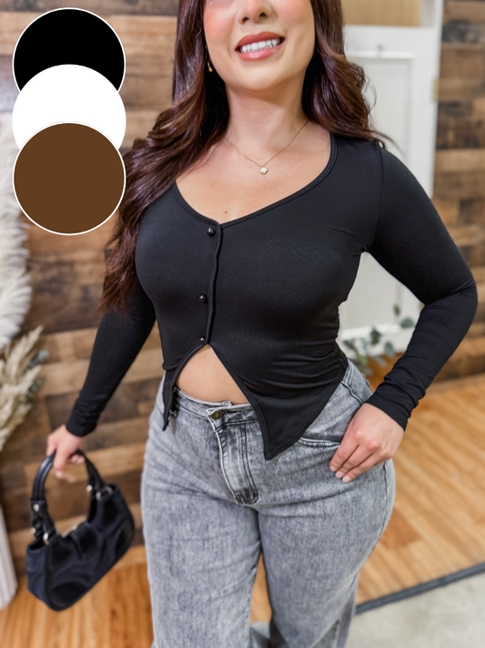 Grace Button Long Sleeve Top