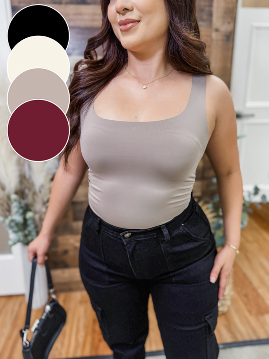 Eden Scoop Neck Laser Cut Bodysuit