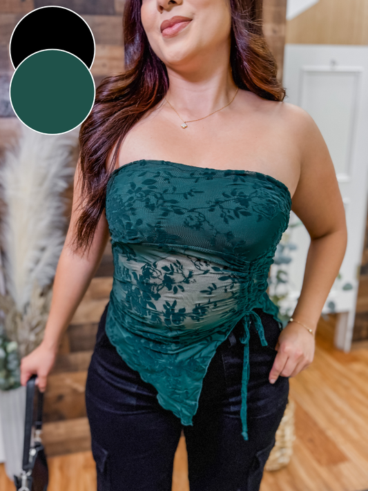 Reina Velvet Floral Strapless Top