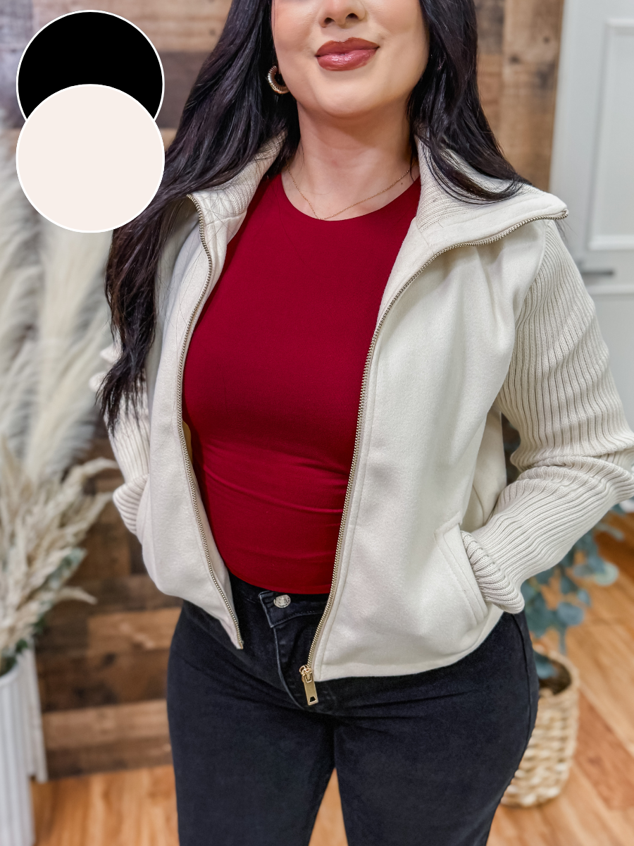 Denise Knit Sleeves Collar Jacket