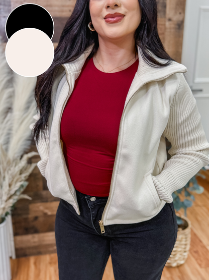 Denise Knit Sleeves Collar Jacket