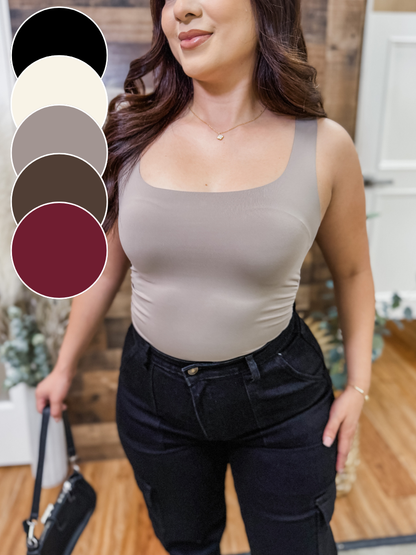 RESTOCK! Eden Scoop Neck Laser Cut Bodysuit