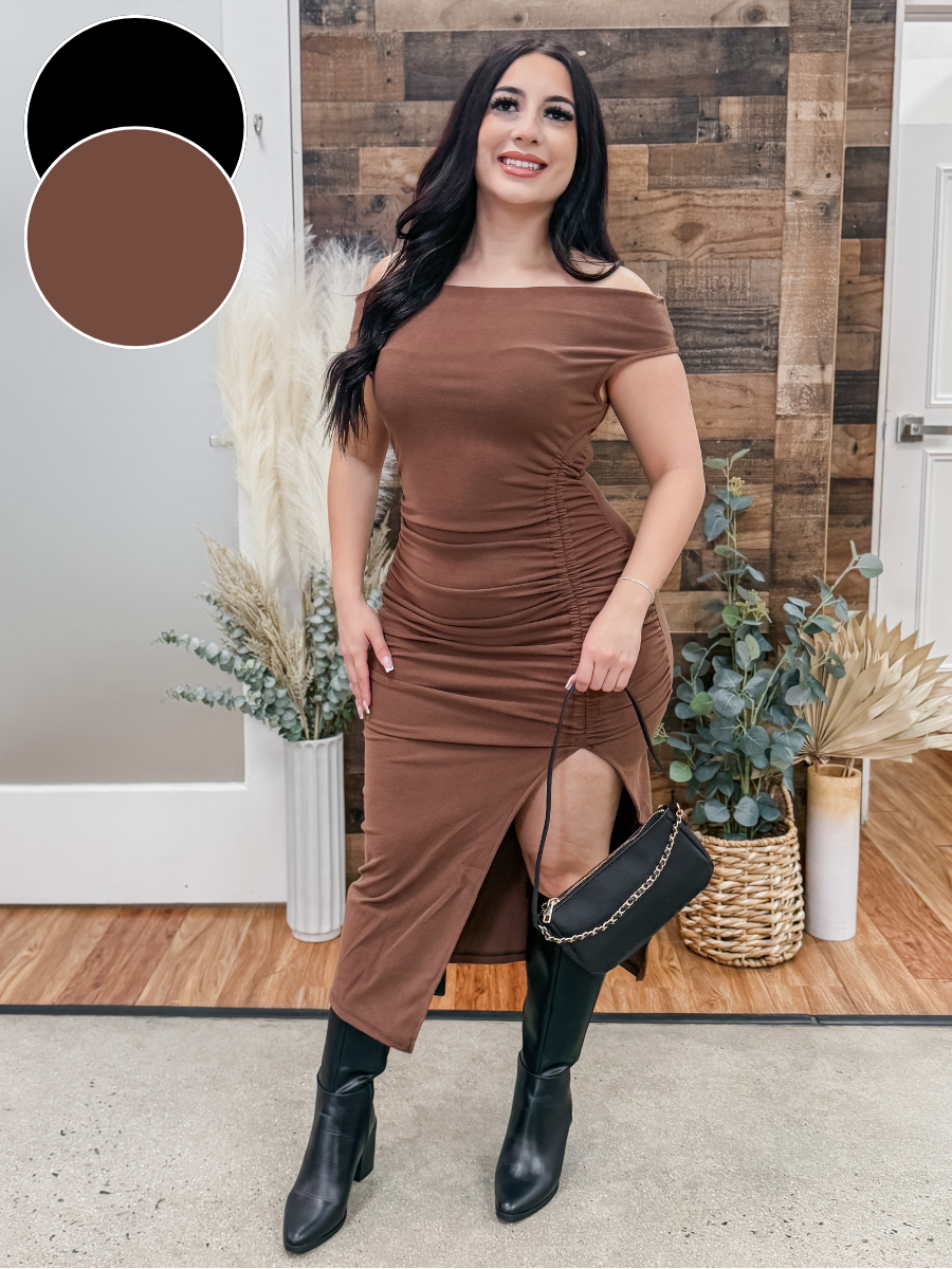 Destiny Off Shoulder Midi Dress