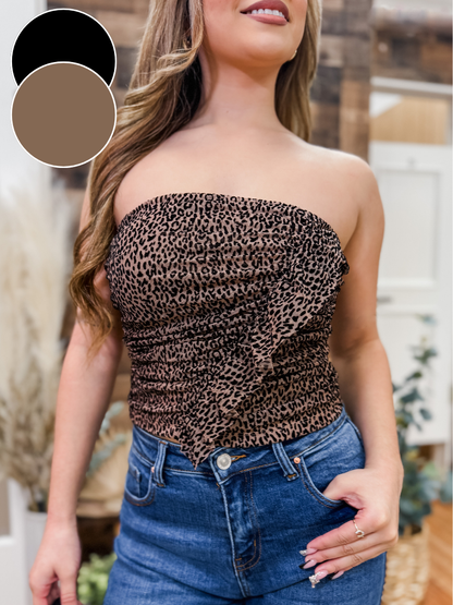 Jenni Velvet Leopard Strapless [Top