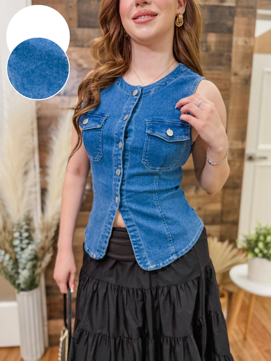 Scarlett Denim Stretch Vest Top