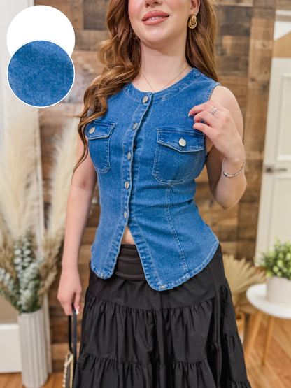 Scarlett Denim Stretch Vest Top