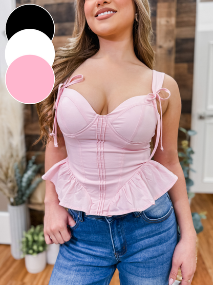 Rosalie Bow Ties Sleeveless Peplum Top