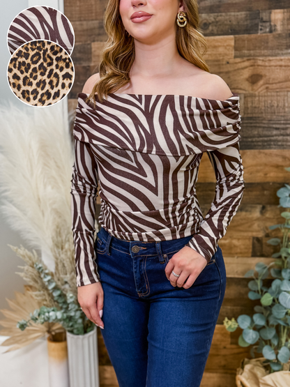 Michaela Print Off Shoulder Top
