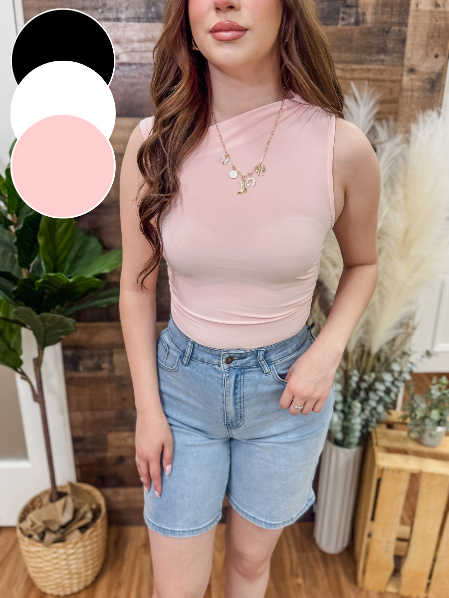 Noemi Asymmetrical Neckline Stretch Top