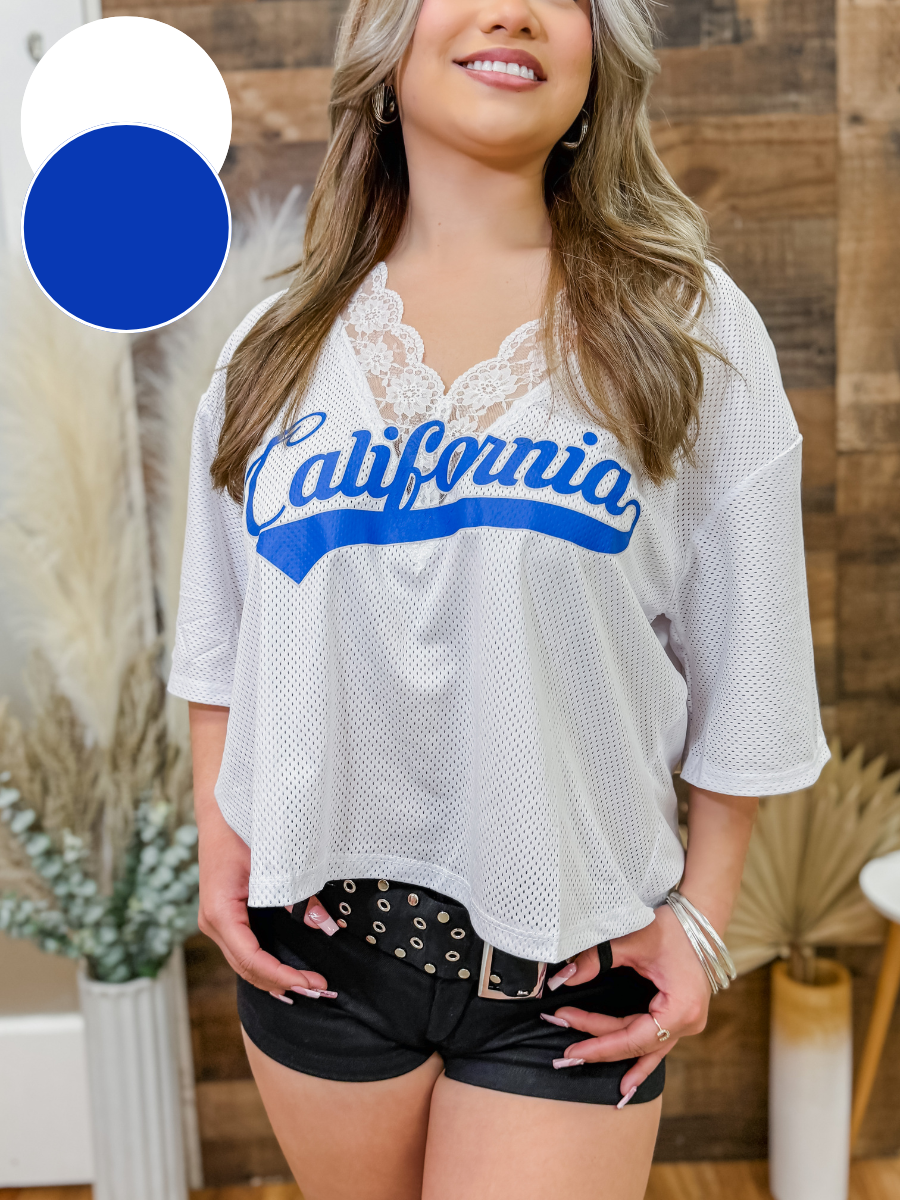 California Lace Trim Jersey Top