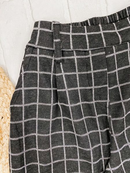 Plaid Elastic Waist Pants