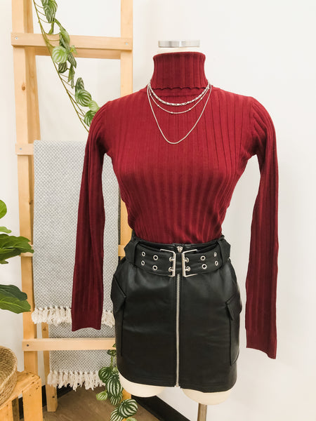 Leather Buckle Skirt
