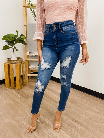 Double Button High Waist Jeans