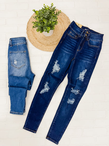 Double Button High Waist Jeans