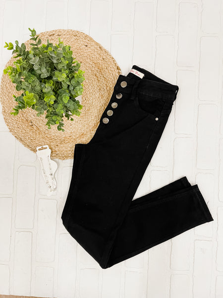 5 Button Black Jeans