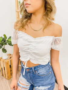 Polka Dot Mesh Crop Top