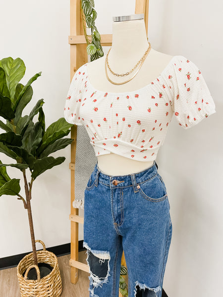 Floral Off Shoulder Crop Top