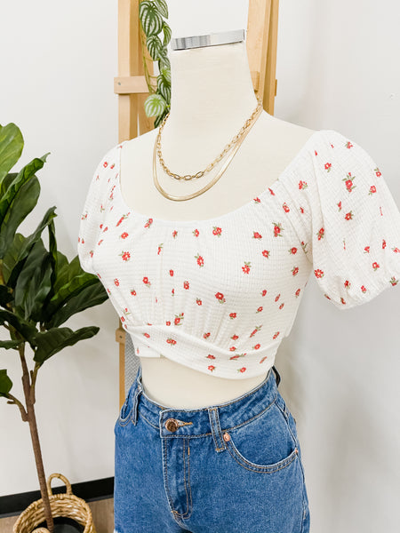 Floral Off Shoulder Crop Top