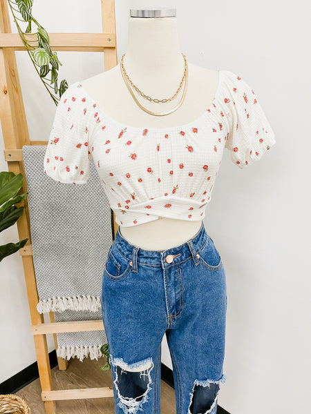 Floral Off Shoulder Crop Top