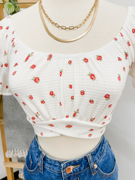 Floral Off Shoulder Crop Top