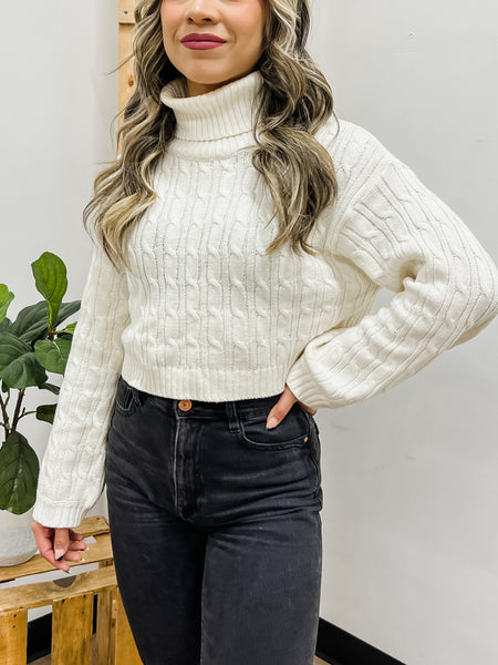 Julissa Cable Knit Crop Sweater