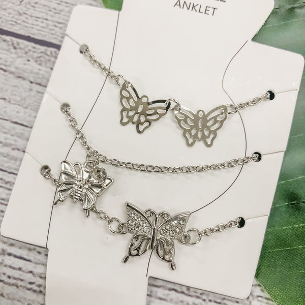 Butterfly Anklet Trio