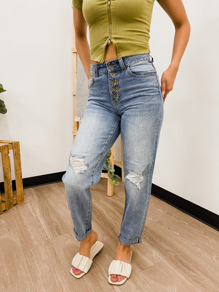 5 Button Front Mom Jeans