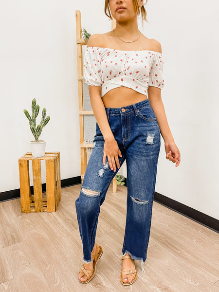 Floral Off Shoulder Crop Top