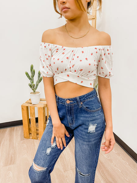 Floral Off Shoulder Crop Top