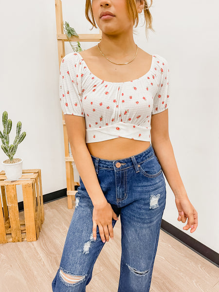 Floral Off Shoulder Crop Top