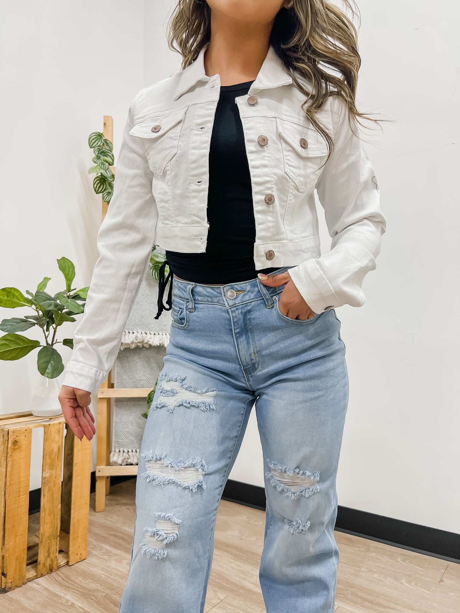 Maricela White Cropped Jacket