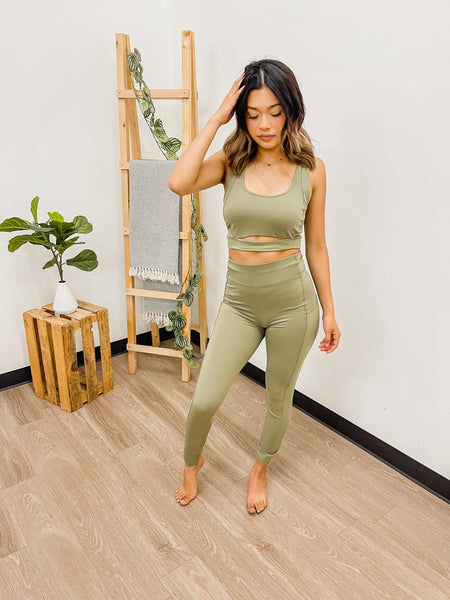 Cut Out Top Active Leggings Set