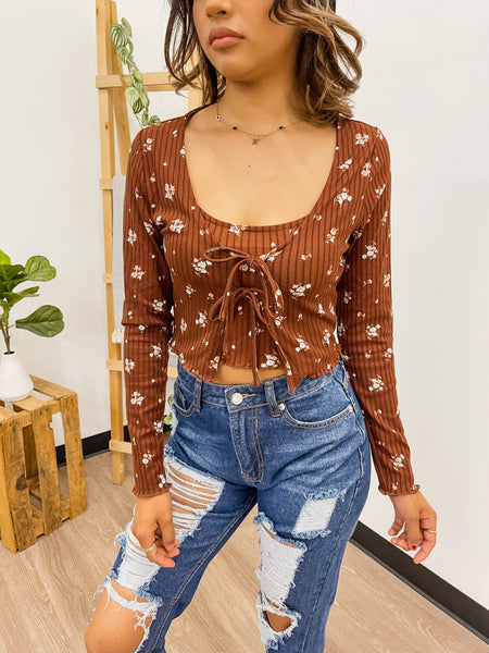 Floral Cardi Crop Top Set