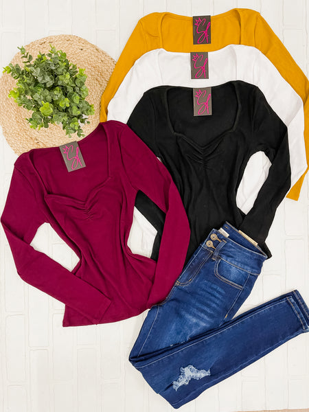 Sweetheart Long Sleeve Basic Top