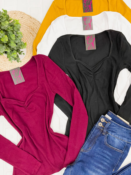 Sweetheart Long Sleeve Basic Top