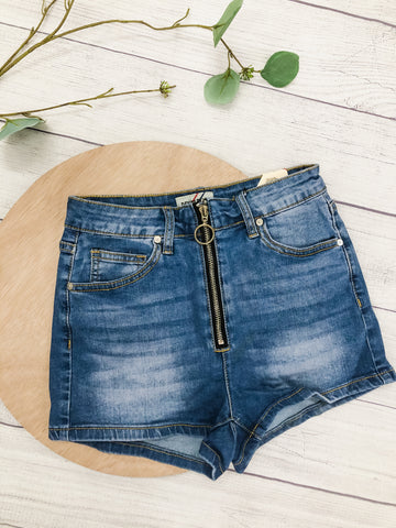 Denim Zipper Shorts