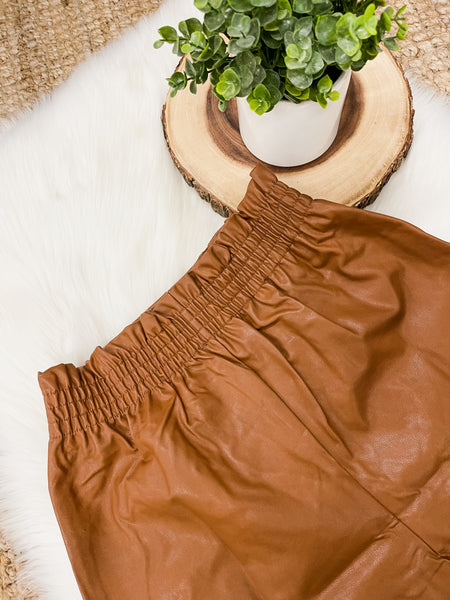 Paperbag Waist Leather Shorts