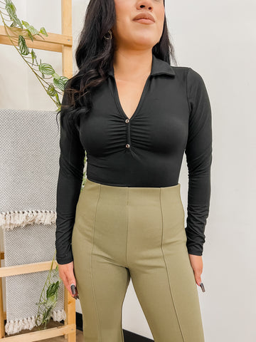 Meli Collared Long Sleeve Bodysuit